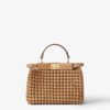Peekaboo Mini Cappuccino-coloured woven leather bag