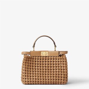 Peekaboo Mini Cappuccino-coloured woven leather bag