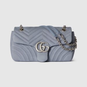GG Marmont medium shoulder bag dusty blue suede