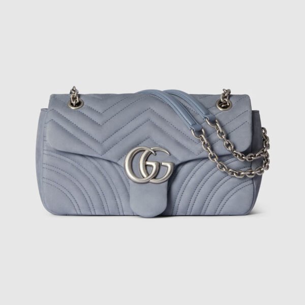 GG Marmont medium shoulder bag dusty blue suede