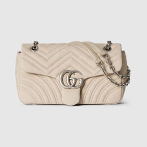 replica GG Marmont medium shoulder bag oatmeal leather