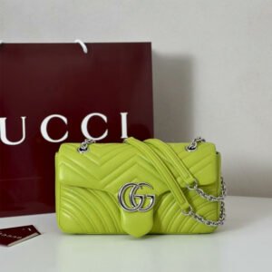 GG Marmont medium shoulder bag bright green leather