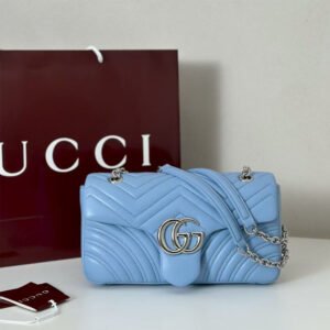 GG Marmont medium shoulder bag light blue leather