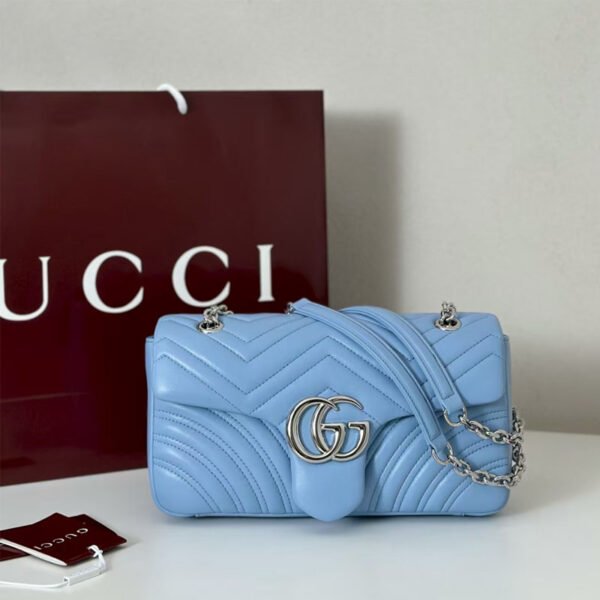 GG Marmont medium shoulder bag light blue leather