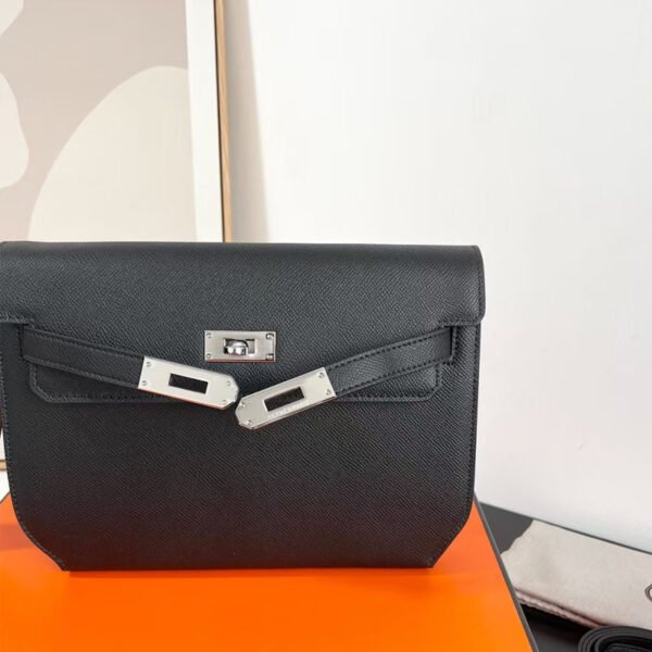 HERMES Kelly depeches 25 pouch noir