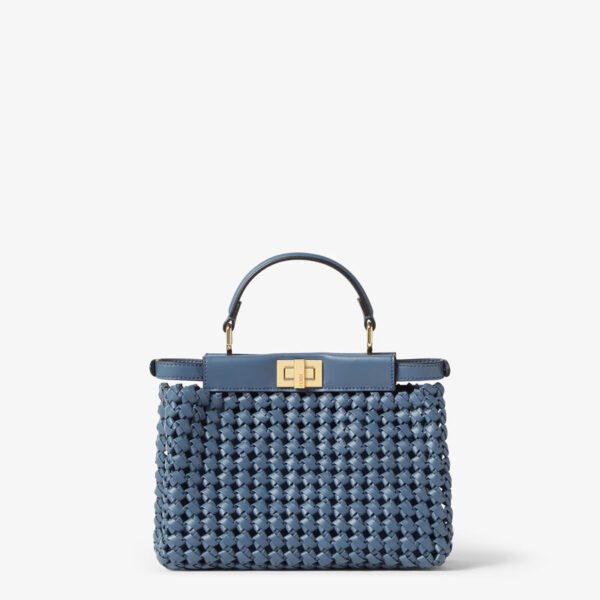 Replica FENDI Peekaboo Mini Blue interlaced leather bag AAA original 1:1 replica price - Image 3