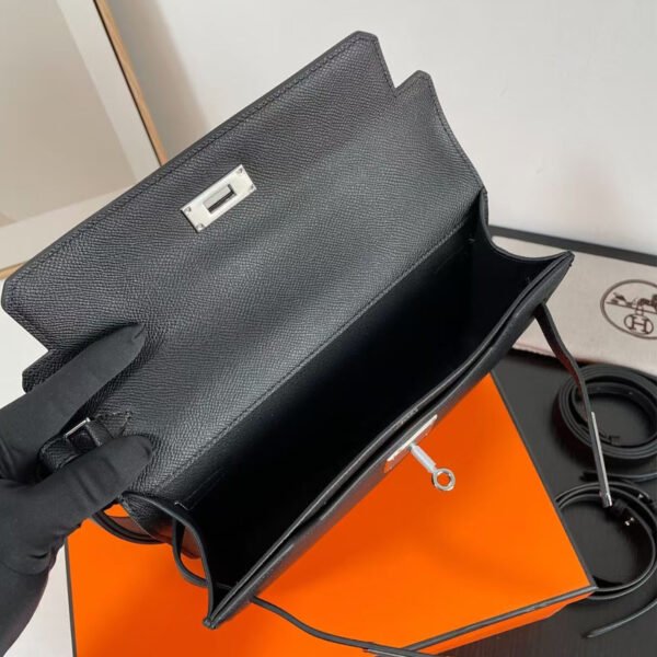 HERMES Kelly depeches 25 pouch noir Replica Bag
