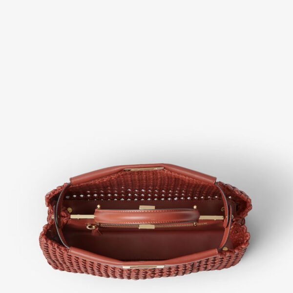 Replica FENDI Peekaboo Medium Sienna brown interlaced leather bag