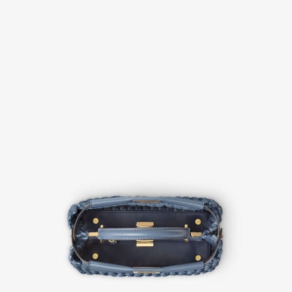 Replica FENDI Peekaboo Mini Blue interlaced leather bag AAA original 1:1 replica price - Image 4