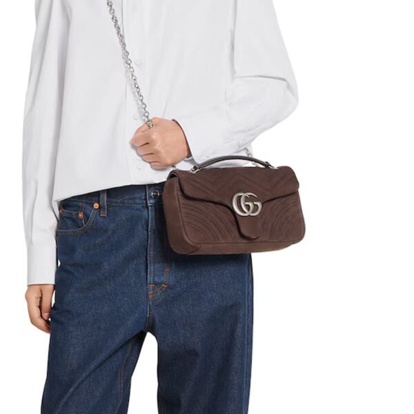 replica GG Marmont medium shoulder bag dark brown leather