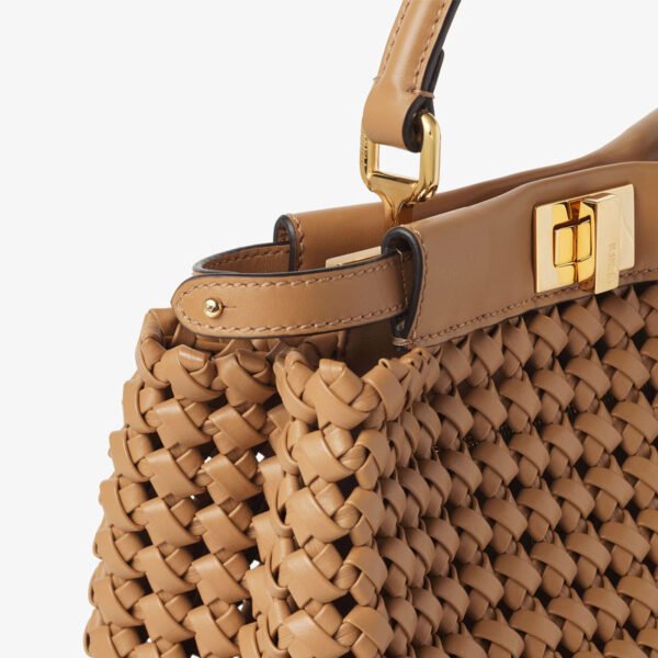 Replica FENDI Peekaboo Mini Cappuccino-coloured woven leather bag 1:1 replica price