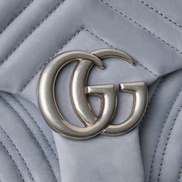 replica GG Marmont medium shoulder bag dusty blue suede
