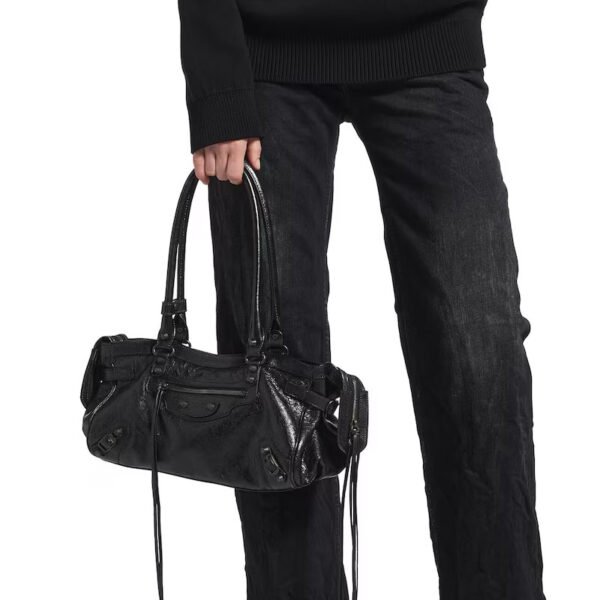 Balenciaga Le City Bag East West in black Arena Storico lambskin replica bag